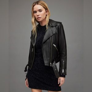 Allsaints Balfern Black leather biker jacket size 2